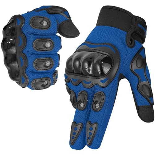 WESTWOOD FOX Guanti da moto per uomo e donna, guanti da moto con dita intere, per BMX, MX, ATV, MTB, equitazione, caccia, arrampicata e sport all'aria aperta (M, BLU)