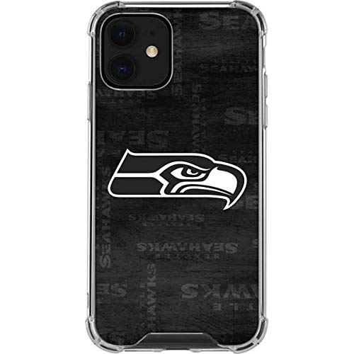 Skinit Clear Phone Case Compatible with iPhone 12 Mini - Officially Licensed NFL Seattle Seahawks Black & White Design