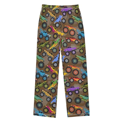 ZZXXB Colorful Cars Print Boys Long Pants Soft Trousers Elastic Waist Kids Lounge Bottoms with Pockets S-XL