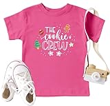 Christmas Cookie Shirt Toddler Boys Girls Cookie Crew T-Shirt Xmas Gifts Tee Tops Holiday Outfits DarkPink