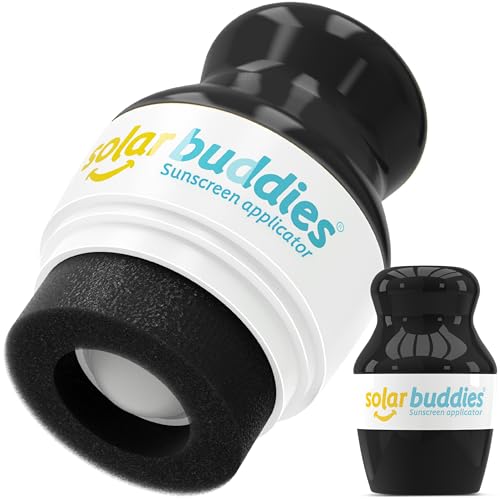 Solar Buddies Aplicador de Protector Solar - Negro - Aplicador Recargable de Esponja para Protector Solar, Crema Solar y Loción para Niños, Adultos y Familias - Contiene 100ml