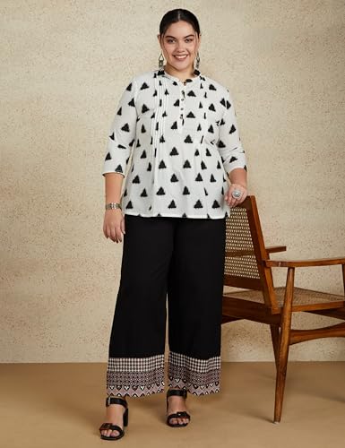 Image of Amazon Brand - Myx Women Cotton Relaxed Fit Palazzo (Available in Plus Sizes)