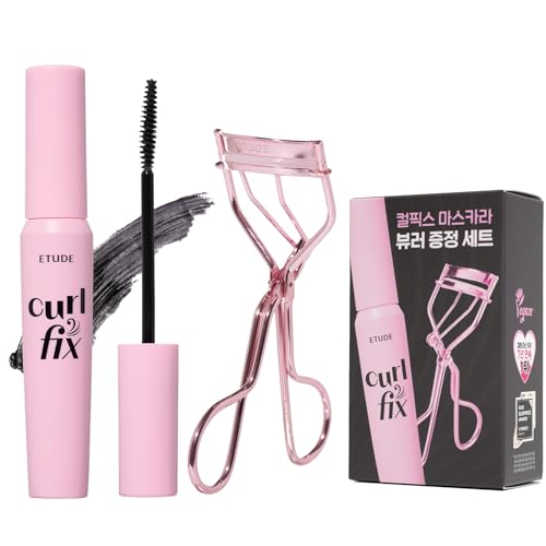 ETUDE Curl Fix Mascara & Eyelash Curler SET 1 Black New | A curl fix mascara that keeps fine eyelashes powerfully curled up for 24 hours by ETUDE's own Curl 24H Technology | K-beauty