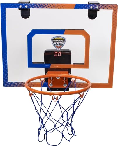 Maccabi Art - Premium Electronic Over-The-Door Basketball Set - Clear Backboard, Electronic Scoreboard, and Easy Installation