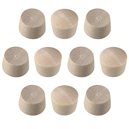 Image of uxcell Wood Button Top Plugs 3 /8 Inch Cherry Hardwood Furniture Plugs 9 /25 Inch Height 50 Pcs