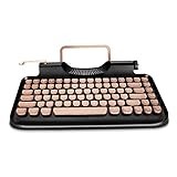 RYMEK Typewriter Style Mechanical Wired & Wireless Keyboard with Tablet Stand, Bluetooth Connection(Black)