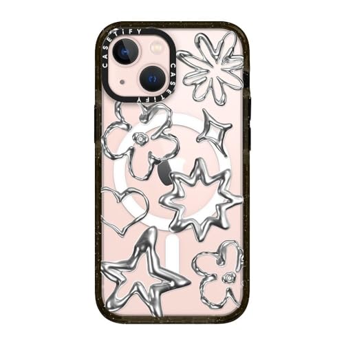 Coque iPhone 13 Mini gribouillis chromés CASETiFY Impact au design noir