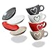 Produktbild Klassische Espressotassen mit Unterteller in weiß, grau, braun, rot - Dickwandige 50ml Keramik Tassen im 8-tlg. Set für italienischen Espresso - Kleine spülmaschinenfeste Kaffeetassen als Geschenk