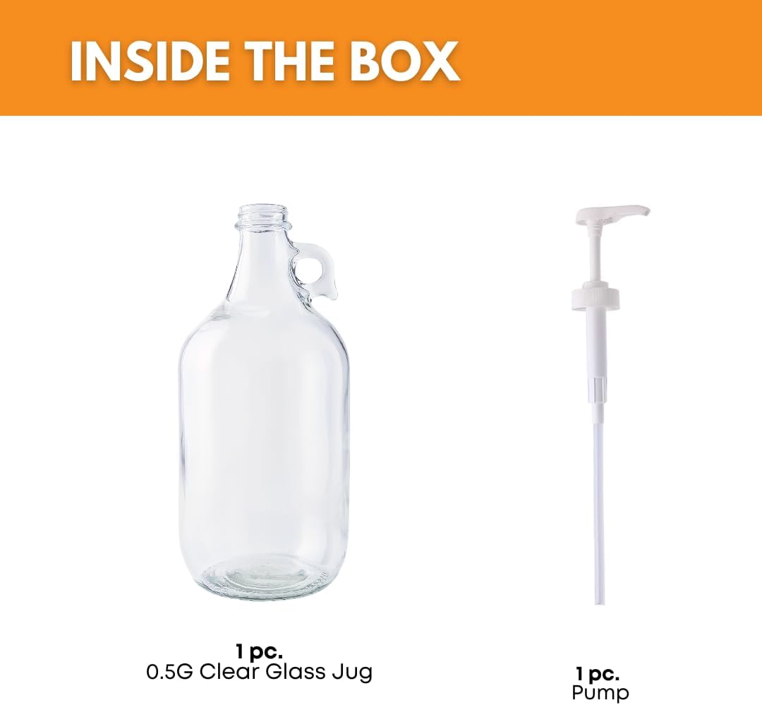 Glass Laundry Detergent Dispenser with Pump | Half Gallon Jug | 64 oz
