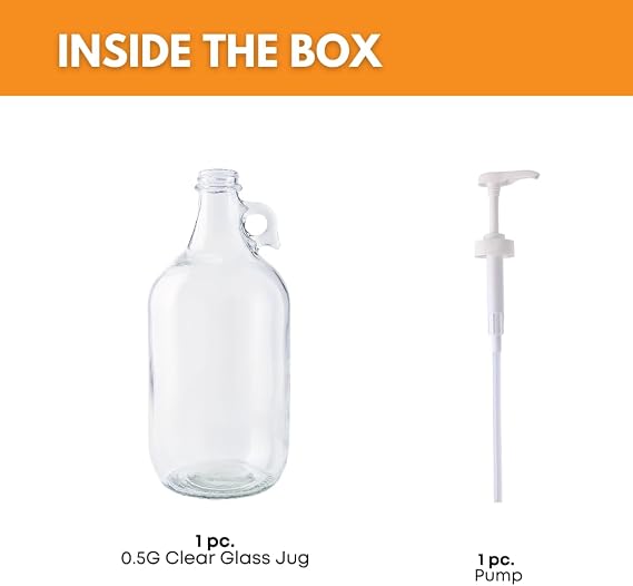 Glass Laundry Detergent Dispenser with Pump | Half Gallon Jug | 64 oz