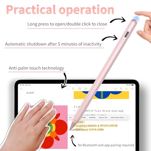 Image of HZD Apple Pencil for iPad 2025-2018 Faster Charge Stylus Pen,Rose | with Tilt Sensitivity & Palm Rejection & Magnetic Compatible iPad 11 /10 /9 /8 /7 /6, Pad Air 3 /4 /5, Pro 12.9 inch /11 inch,Mini 6 /5, M2 /M4
