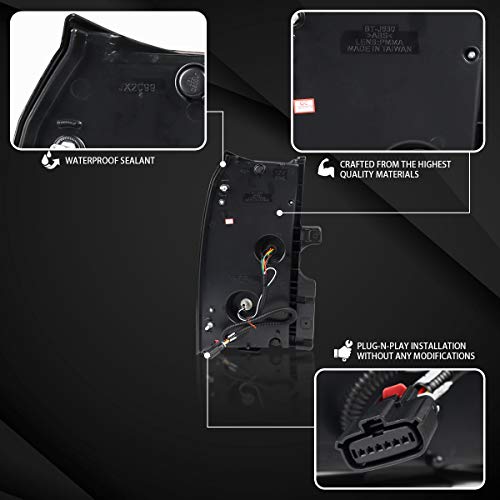 Autozensation Compatible With Gmc Yukon Denali Sle Slt 2015-2020, Yukon Xl Denali Sle Slt, Red Lens Led Bar Tail Lights, L+R Pair Taillight Assembly #TOP3