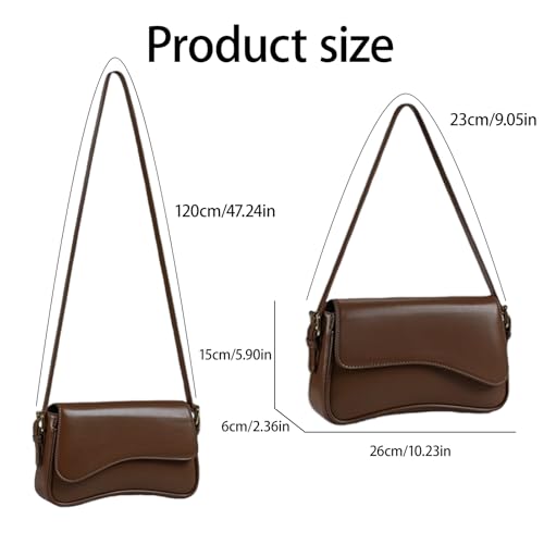 GWAWG Women's Leather Shoulder Bag, Mini Tote Bag, Small Antique Soft Leather Shoulder Bag, Classic Women's Mini Chain Bag (Coffee) - Image 3