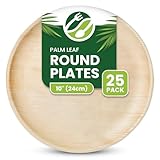 ECO Leaf 25 Disposable Palm Leaf Plates | 10”(24cm) Deep Round Bamboo Plates, Compostable Dinner Plates | Eco-Friendly Disposable Plates for Hot Food,Biodegradable Strong Plate |Microwave & Oven Safe - Image 1