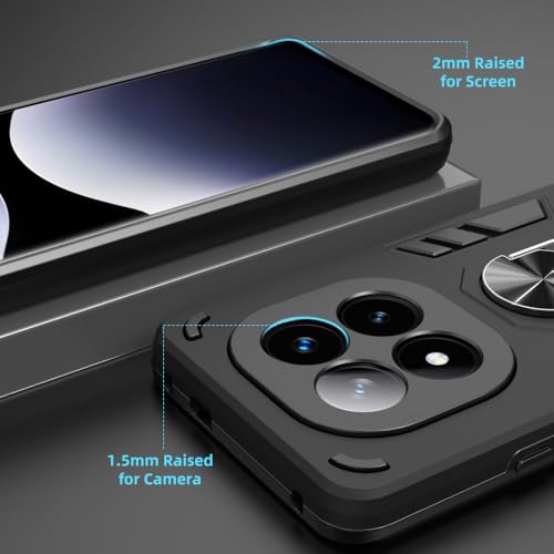 Image of NDCOM for Redmi Note 14 Pro Plus Back Cover | Premium Protective Redmi Note 14 Pro Plus 5G Back Cover | Shockproof Ring Holder Case