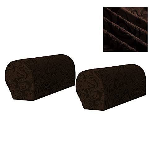 Kaket 2 PCS Arm Rest Covers - Chair Arm Protectors Stretch, Armchair Couch for Sofa Armchair, Couches, Recliner (Dark Brown)