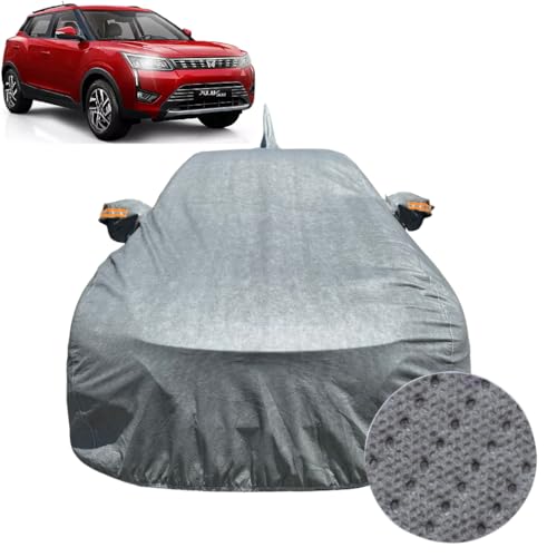 Image of Car Cover for Mahindra XUV 300 (2019-2023) | 100% Waterproof Cover with Antenna & Reflective Mirror Pockets | Dustproof, Scratchproof, Heatproof XUV 300 Car Cover |Soft Cotton Lining| Grey