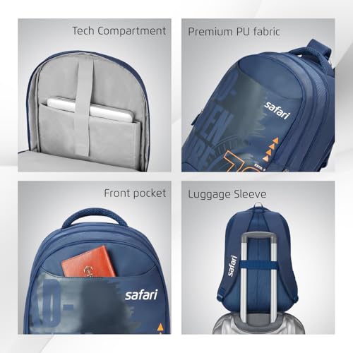 Image of Safari 38L Printed Laptop Backpack with Raincover, 4 Compartments, Bottle Holder, Organizer, School & College Bag for Boys and Girls, Office & Travel Bag for Men and Women