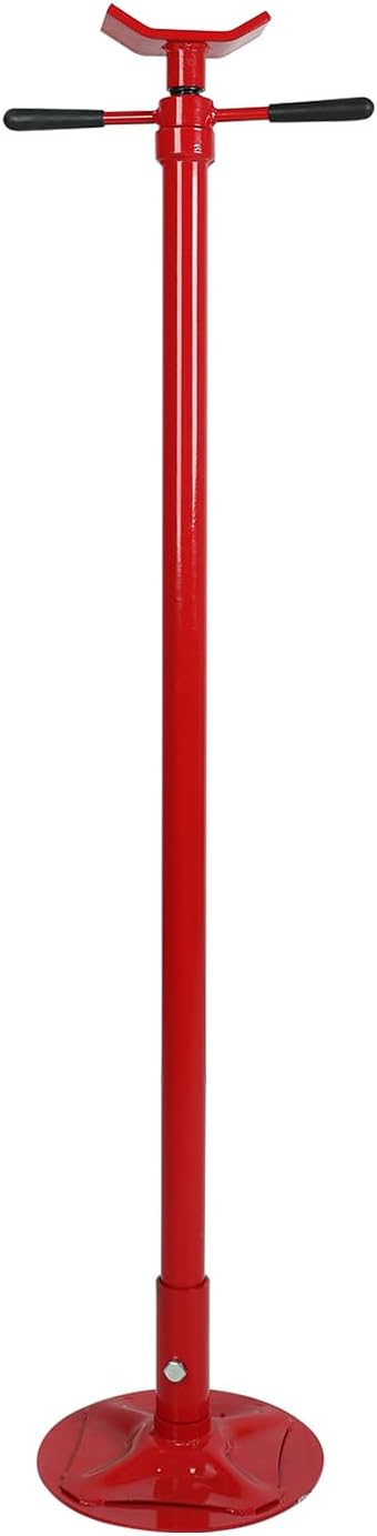 ‎EASYBERG Underhoist Support Stand, 3/4 Ton Capacity Under Hoist Jack Stand Lift from 53.5 to 79 in, 12 Inch Diameter Base, Bearing Mounted Spin Handle Pole Jack, Self-Locking Acme Threaded Screw