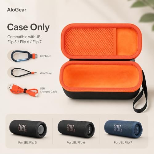 Image of Travel Carry Case for New JBL Flip 7, 6, 5, 4, 3 Portable Speaker, Shockproof, Dustproof, Protective Cover Storage Bag (EVA Box Orange)