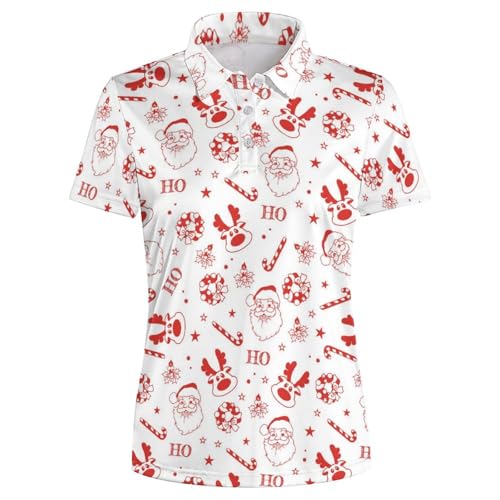 Funny Golf Polo Shirts for Women Christmas Short Sleeve Golf