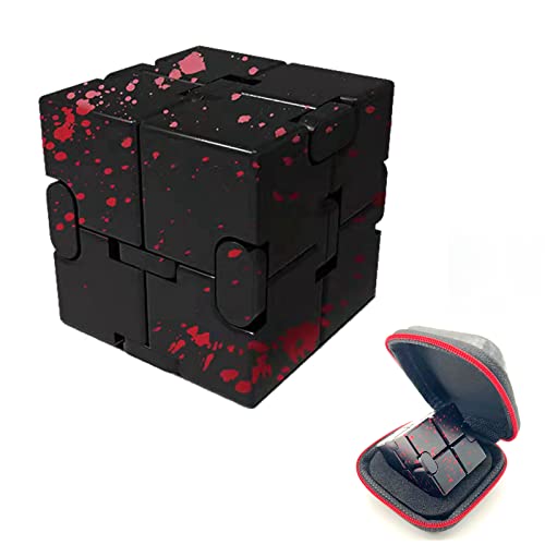 FUFUYOU Metal Fidget Toys Infinity Cube for Men Anxiety Stress Relief Aluminum Alloy Material Ultra Durable (Black & RED)