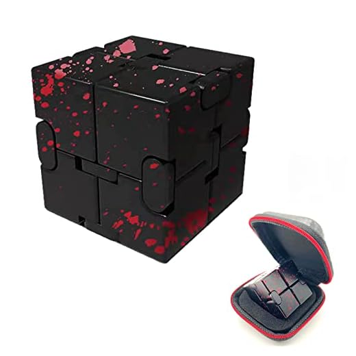 FUFUYOU Metal Fidget Toys Infinity Cube for Men Valentine's Day Gifts Anxiety Stress Relief Aluminum Alloy Material Ultra Durable (Black & RED)