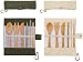2 Pack Natural Bamboo Travel Cutlery Kit include Knife, Fork, Spoon, Straw and Cleaning Brush for Camping Office Lunch