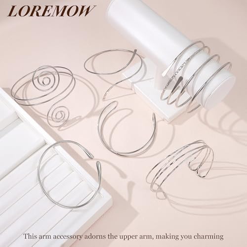 7Pcs Upper Arm Cuff for Women Gold Silver Open Arm Cuff Bracelets Adjustable Armlet Armband Minimalist Coil Swirl Arm Cuff Bracelet Jewelry4