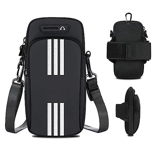 MOVOYEE Phone Holder for Running Armband Cell Phone Purse Crossbody for Women Men Kids,iPhone 17 16 15 14 13 12 11 Pro Max Xs 16e Xr X 8 7 Plus Mini Pouch,Galaxy S26 S25 S24 Ultra Note Arm Bag Black