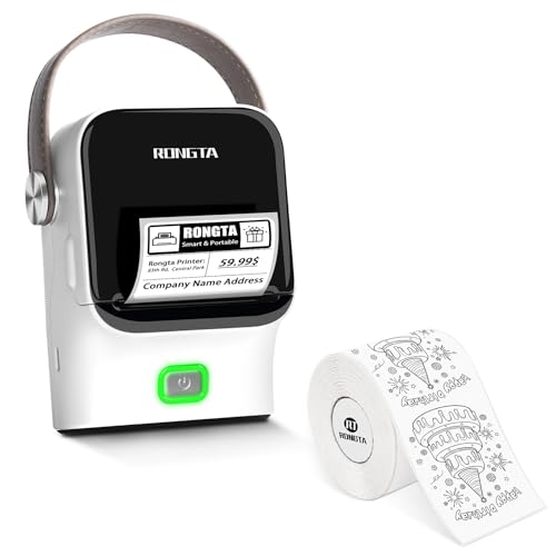 Image of Rongta Bluetooth Label Maker Machine with White Continuous Label-10M /Roll