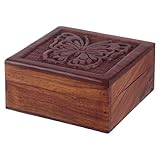 joyeria hindu en guadalajara  Joyero de madera hindú hecho a mano. Cajita de madera para almacenar 12,5x12,5 cm. Mariposa grabada en la tapa.