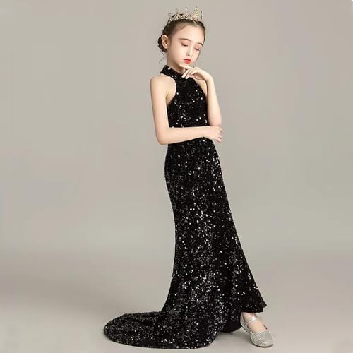 Little Girls Sequin Mermaid Dress Kids Long Tail Split Evening Dresses3