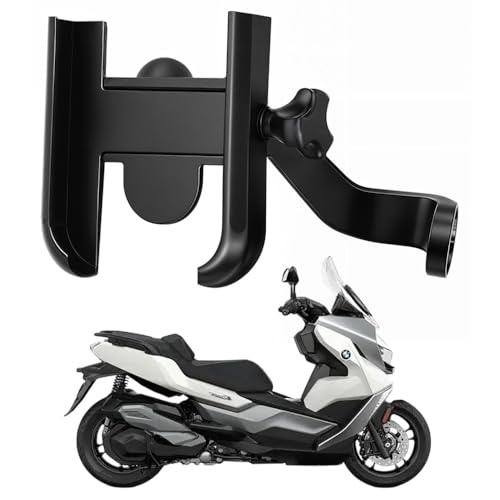 Image of Metal CNC Mobile Holder for Scooter, Scooty & Motorcycle Compatible for BMW C 400 GT, Mirror Mount, 360 Rotation, Strong Anti-Slip Grip, Wide Adjustable Fit for All Smartphones (Black)