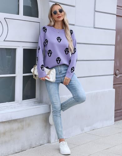 Image of Womens Cute Heart Sweater Crew Neck Long Sleeve Pullover Valentines Sweater