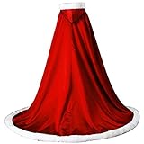 Women's Wedding Cape Bridal Wraps Fur Trimmed Hooded Cloak for Bride Poncho Full Length