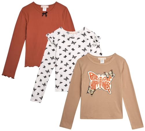 that's my girl Girls Long Sleeve Shirts - 3 Pack Graphic Crewneck Girl Tops Long Sleeve Shirts for Girls: Made in USA (7-12)