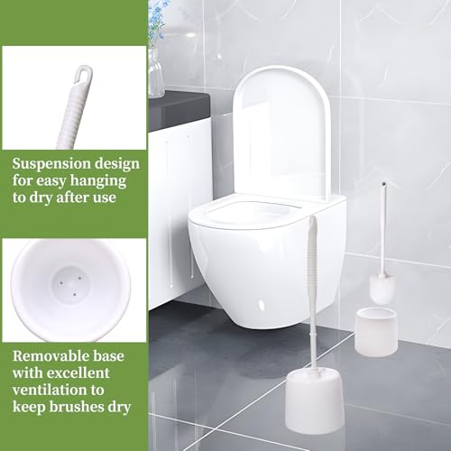Image of 14 Sets Toilet Brush and Holder Set 14.57 Height Bathroom Cleaning Brush with Caddy, Toilet Bowl Scrubber for Deep Cleaning(White)