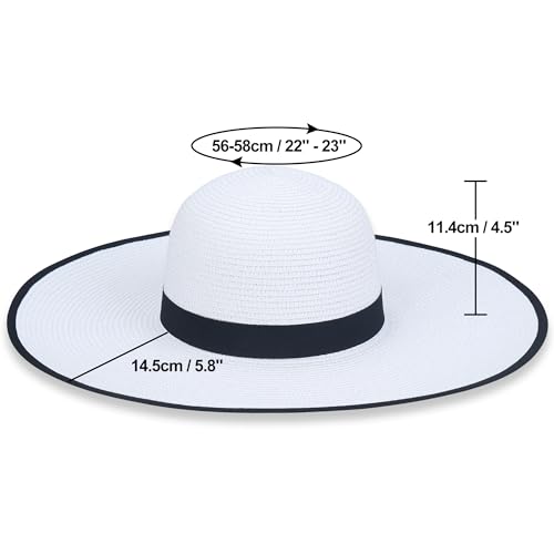 Image of Women Wide Brim Sun Hat UPF50 Straw Summer Hat Floppy Beach Hat Roll-Up