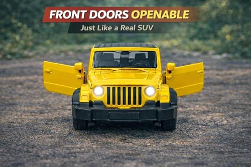 Image of 1:36 Scale Diecast Metal Toy Car Openable Doors Pullback Action LED Lights Music Sports Model Kids Collectors Thar Yellow
