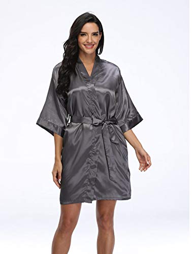 Image of Women's Pure Short Silky Robes Bridesmaid Bride Party Satin Robes Sleepwear