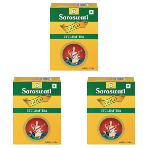 Image of Saraswati Gold CTC Leaf 250 Grams | Black CTC Tea | Chai Patti (Pack of 3)