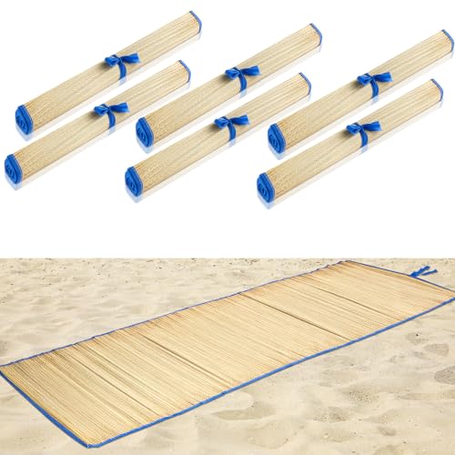 Conderyang 6 Packs Straw Beach Mat Non Slip Straw Foldable