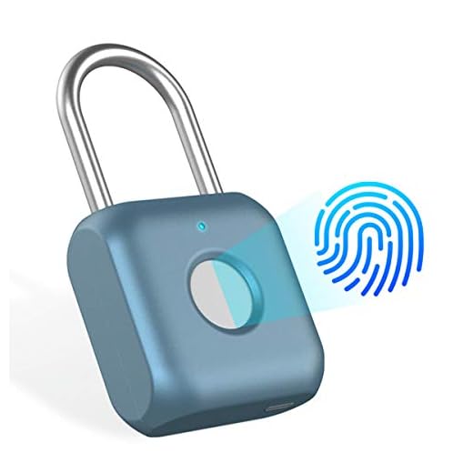 ELMWAY Fingerprint Padlock Smart Keyless Thumbprint Biometric Fingerprint Lock Waterproof USB Charge Security Locker for Gym,Door,School,Bike,Luggage Bags (Blue)