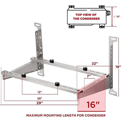 Image of TURBRO Mini Split Wall Stand, 550 lbs, Stainless Steel, Sturdy | Dual Cross-bars, For Mini Split Condensers