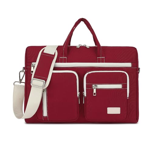 15-15.6 inch Laptop Shoulder Bag, for MacBook Pro 16, Hp Lenovo Dell 14 inch Waterproof Messenger Bag Case Sleeve (Wine red)