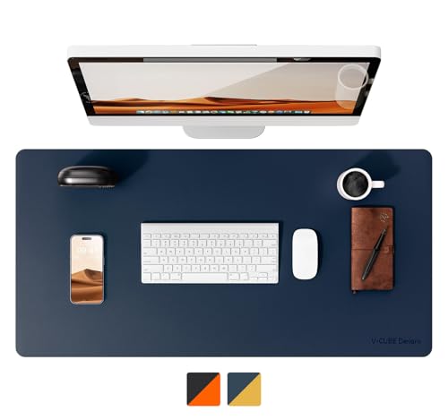 Premium Vegan Leather Dual Color Desk Mat 75X40cm 1.8mm Thick| Laptop Mat/Extended Large Mouse Pad, Reversible Deskspread |High Tear/Peel Strength|Anti-Slip,Splash-Proof| Blue&Yellow - Image 3