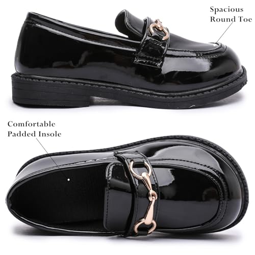 DADAWEN Toddler Little Kid Girls Loafers Slip On Flats Casual Boat Shoes Round Toe Wedding Church School Uniform Dress Shoes4
