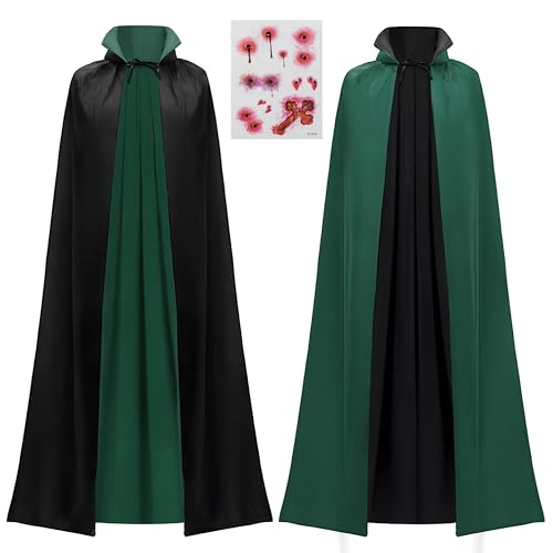 JOYIN Adult Child Unisex Vampire Costume Set, Vampire Cape with Reversible Cloak and Tattoo Scar for Halloween Costume Party