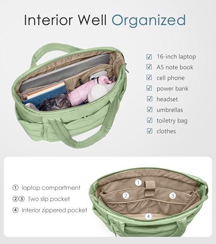 30% Off Quilted Puffer Tote Bag for Women with Zipper